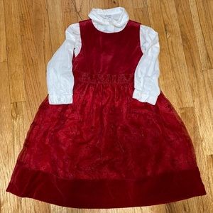 GYMBOREE - VTG 2001 - VELVET JUMPER DRESS & COTTON TOP - VALENTINE HOLIDAY 5/6 L
